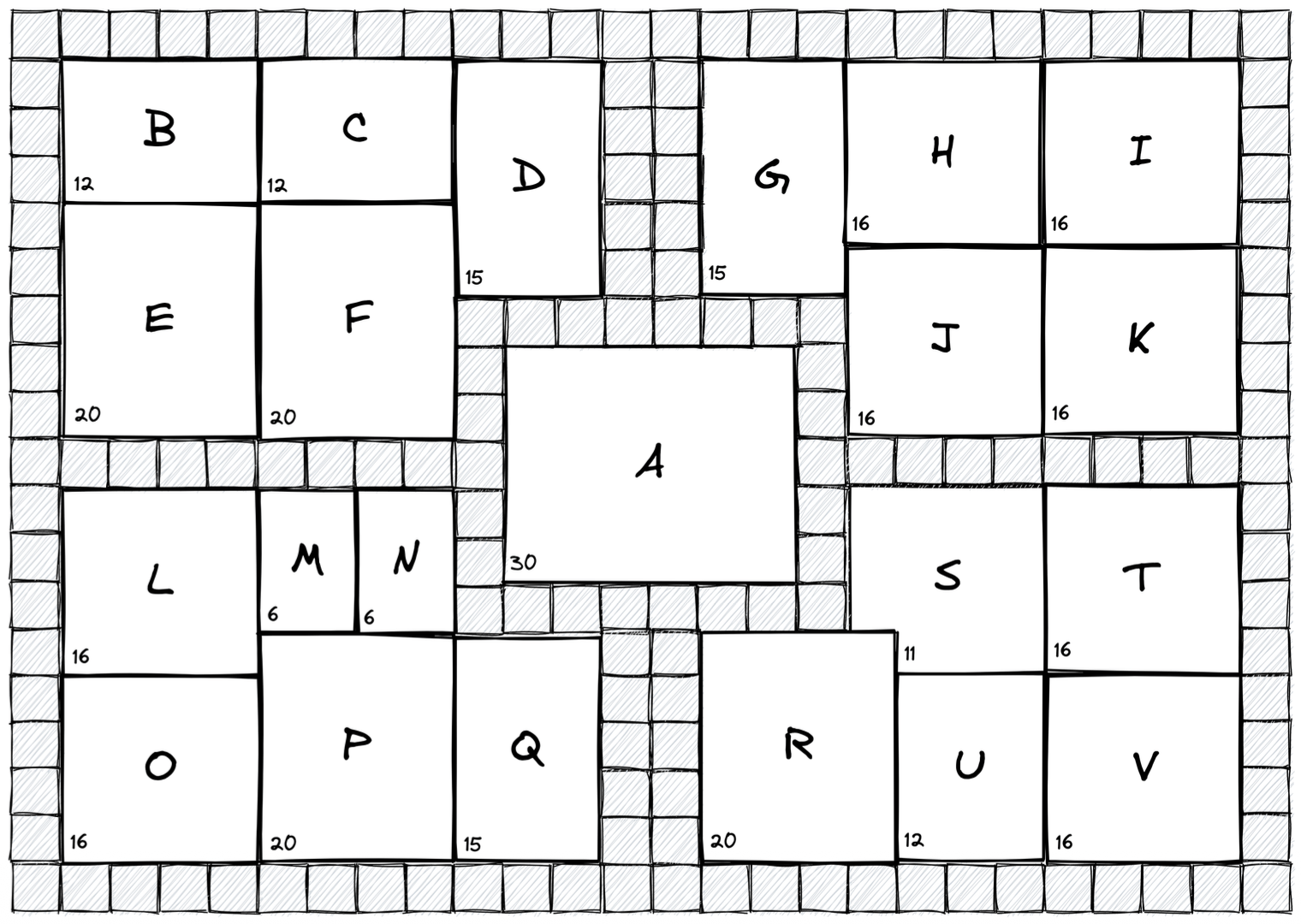 Room labels and sizes diagram